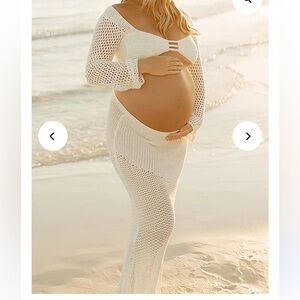 Momyknows maternity White 2 Piece Crochet set - L